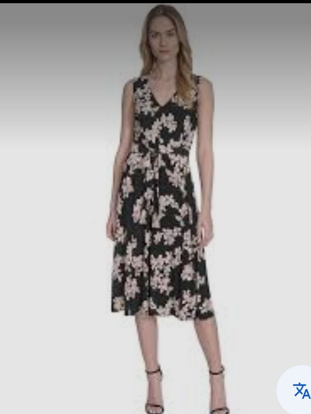 NWT Tommy Hilfiger Floral Fit & Flare Midi Dress Black Pink Size 10 Belted